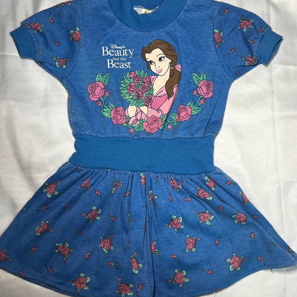 Rare Vintage 90s Disney Beauty & the Beast Belle Dress Girls‎ Small Blue
